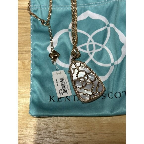 Kendra Scott Rose Gold Brown Pearl Long Sandra Pendant Necklace NWT - Picture 5 of 5